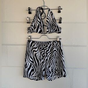 Zebra Print Festival Two-Piece Set | SHEIN | Size Small